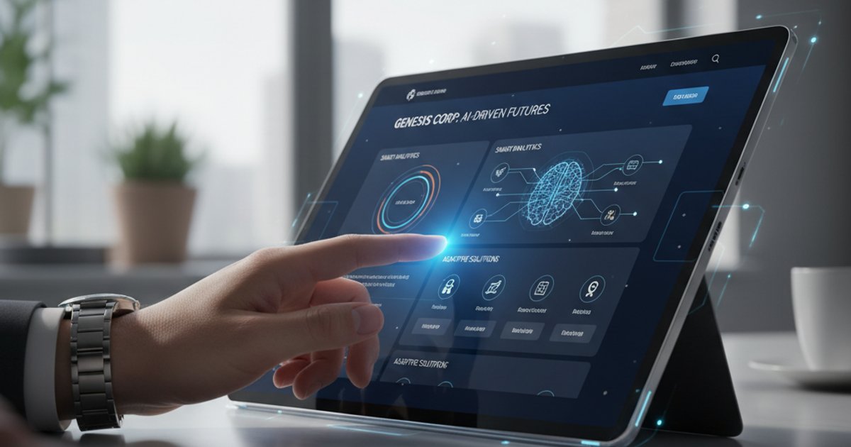 AI-powered personalized content on a corporate website displayed on a tablet