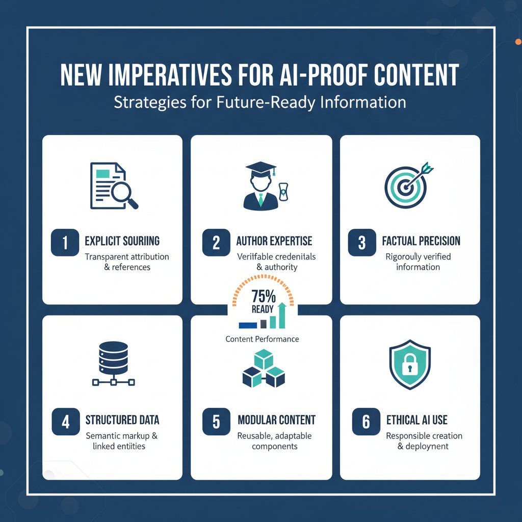Infographic on strategies for creating AI-proof content for Generative Engine Optimization (GEO)