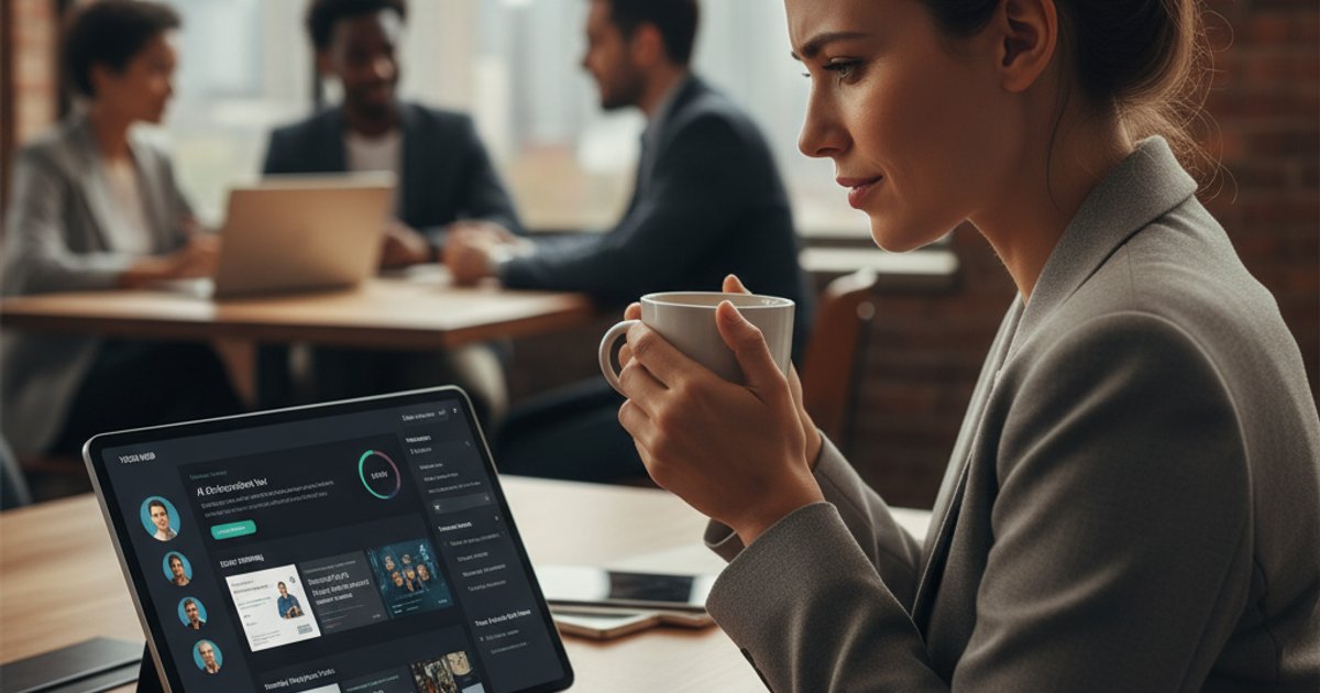 User experiencing hyper-personalized corporate website content on a tablet