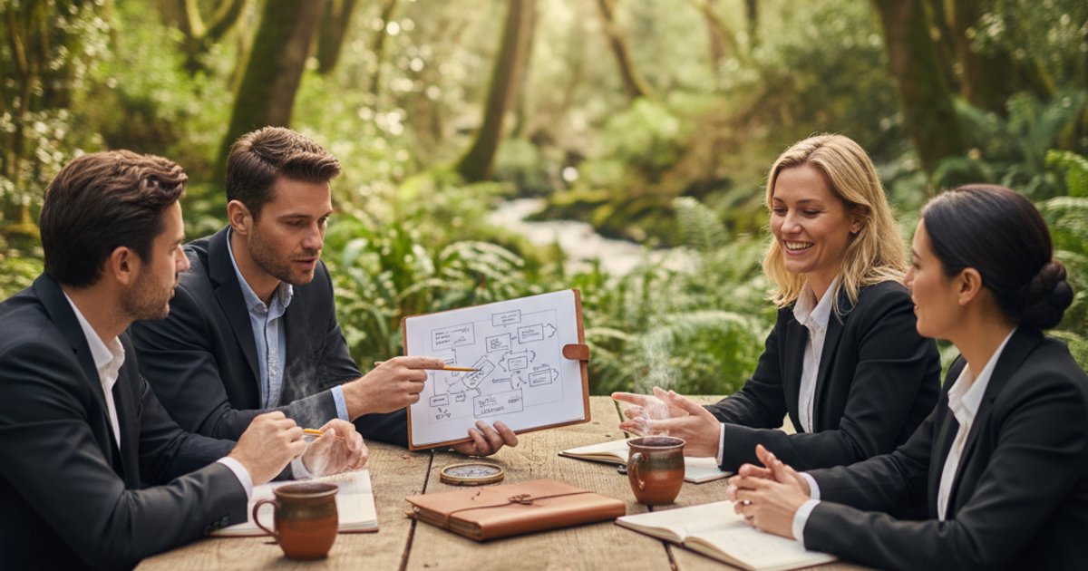Business team collaborating on corporate website design strategy