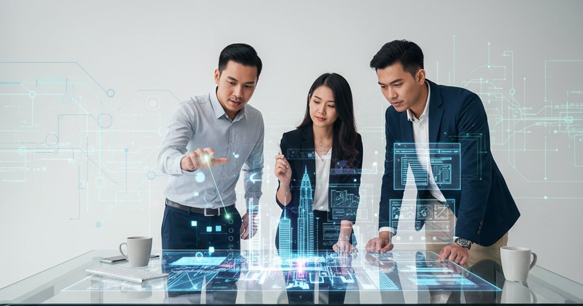 Kuala Lumpur web designers collaborating with AI tools in a modern office