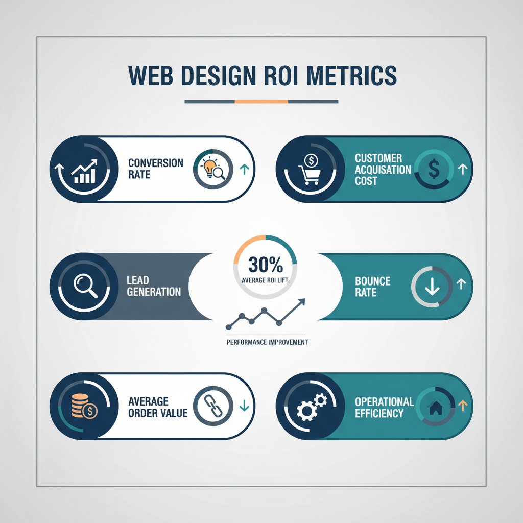 Infographic showing key metrics for Web Design ROI in KL