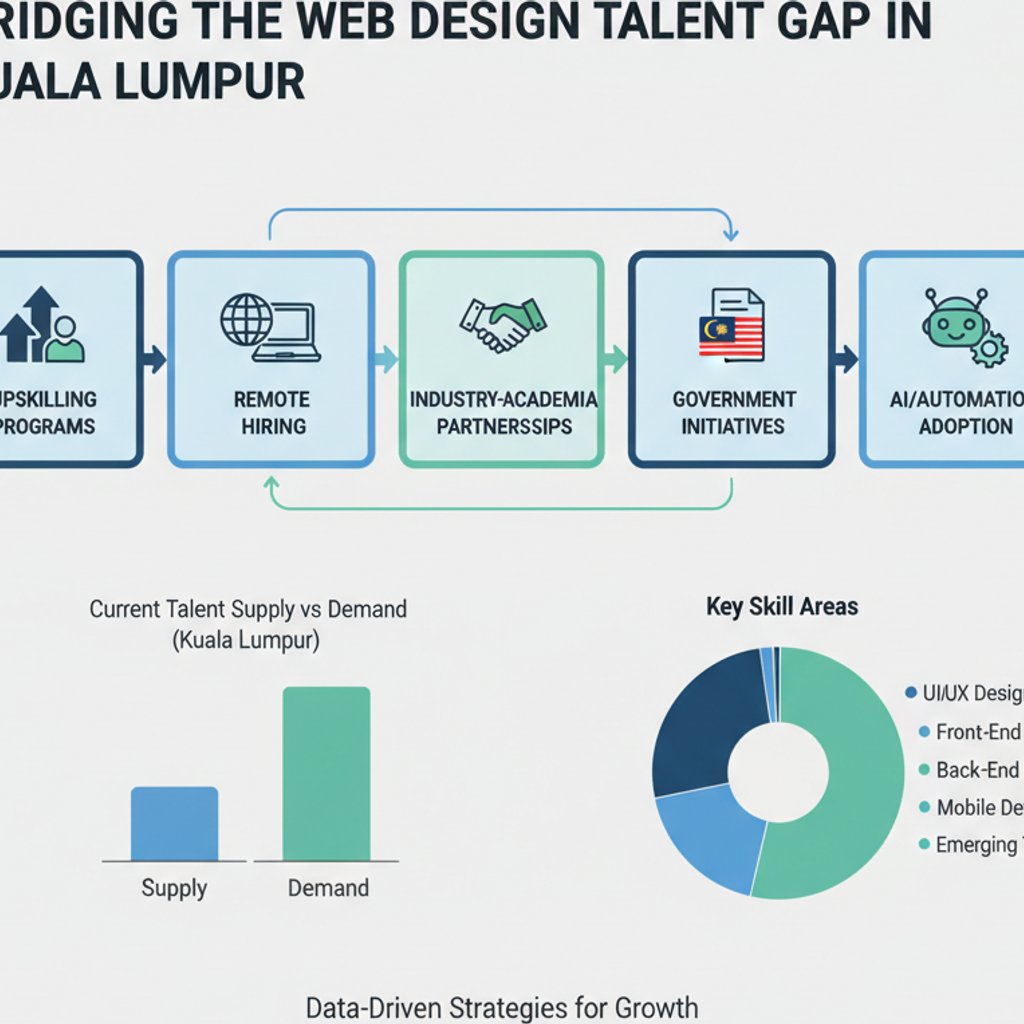 Infographic showing strategies to bridge the web design talent gap in Kuala Lumpur